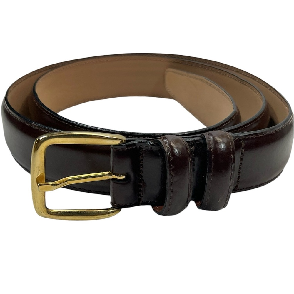 Made in Italy Brown Leather Belt Classic Gold Buckle Size 36 / 90 - Picture 1 of 8